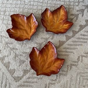 Three sweet maple leaf appetizer/dessert/lunch dishes by Better Homes/Gardens.